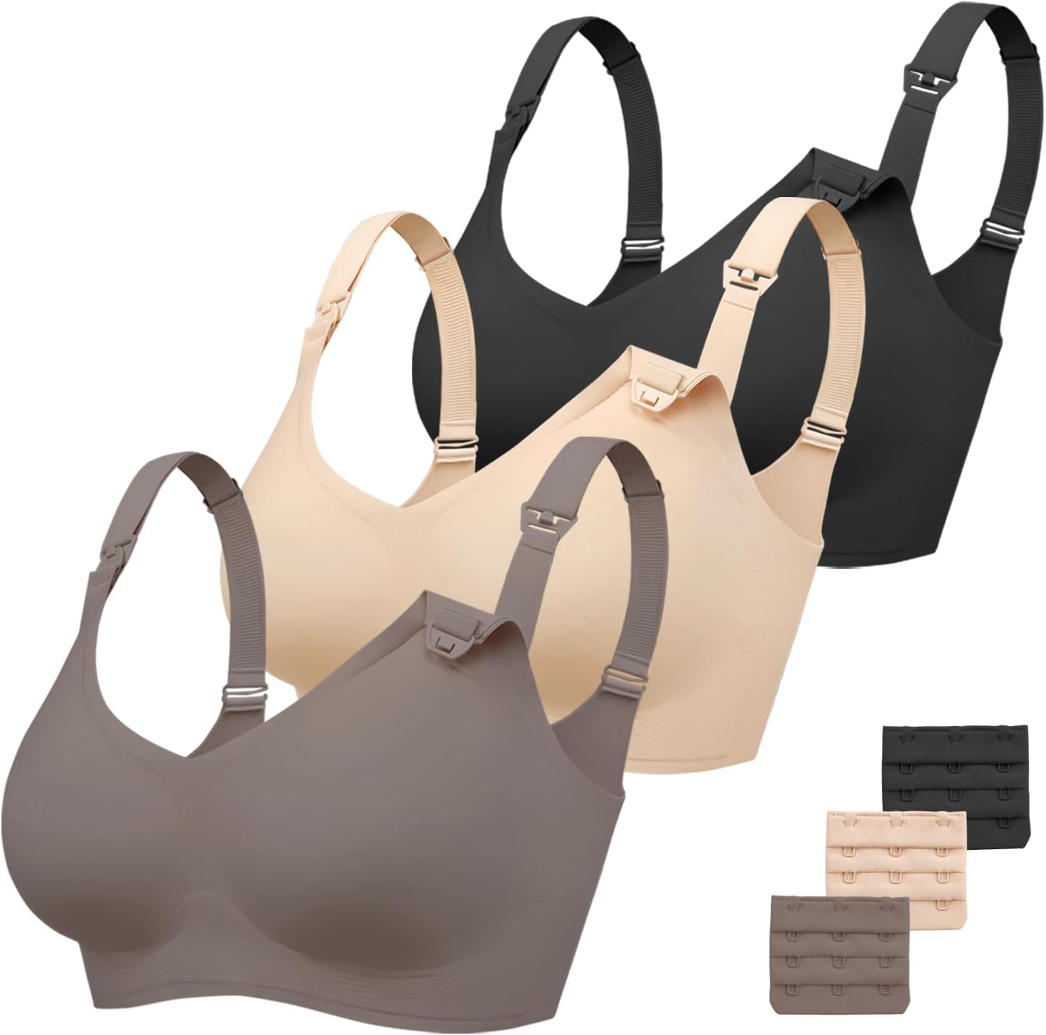 615DSucdV5L._AC_SL1500_.jpg 3 Pack Nursing Bras for Breastfeeding Comfort Maternity Bras for Pregnancy Wireless Seamless Breastfeeding Bras - Image 1