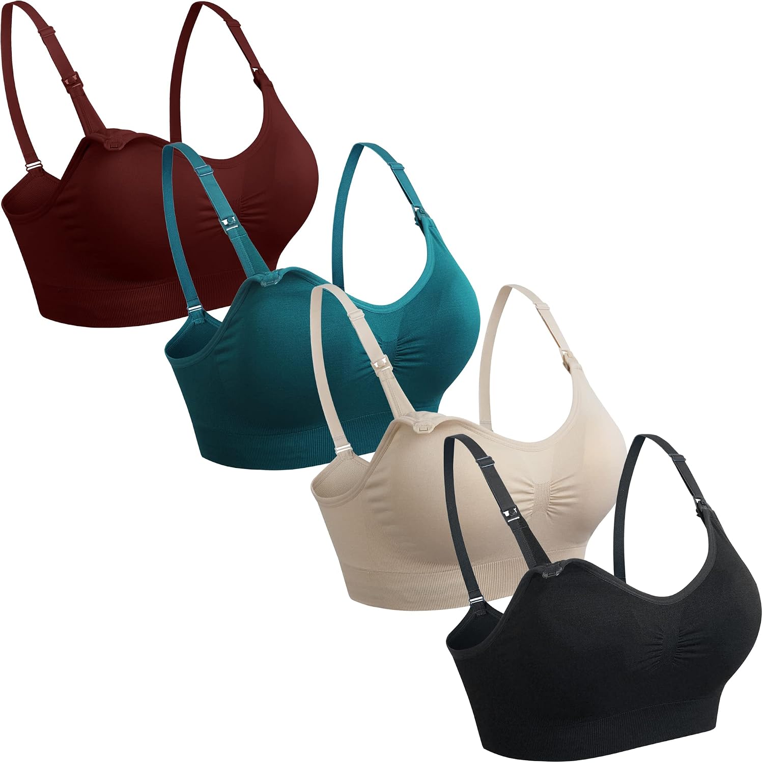714tvRJN-ML._AC_SL1500_.jpg 4Pack Nursing Bra for Breastfeeding Maternity Bras Push Up Silk Seamless Pregnancy Bralette Underwear - Image 1