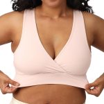 French Terry Nursing Bra for Breastfeeding and Sleep, Racerback Crossover, Soft and Stretchy Maternity Bra