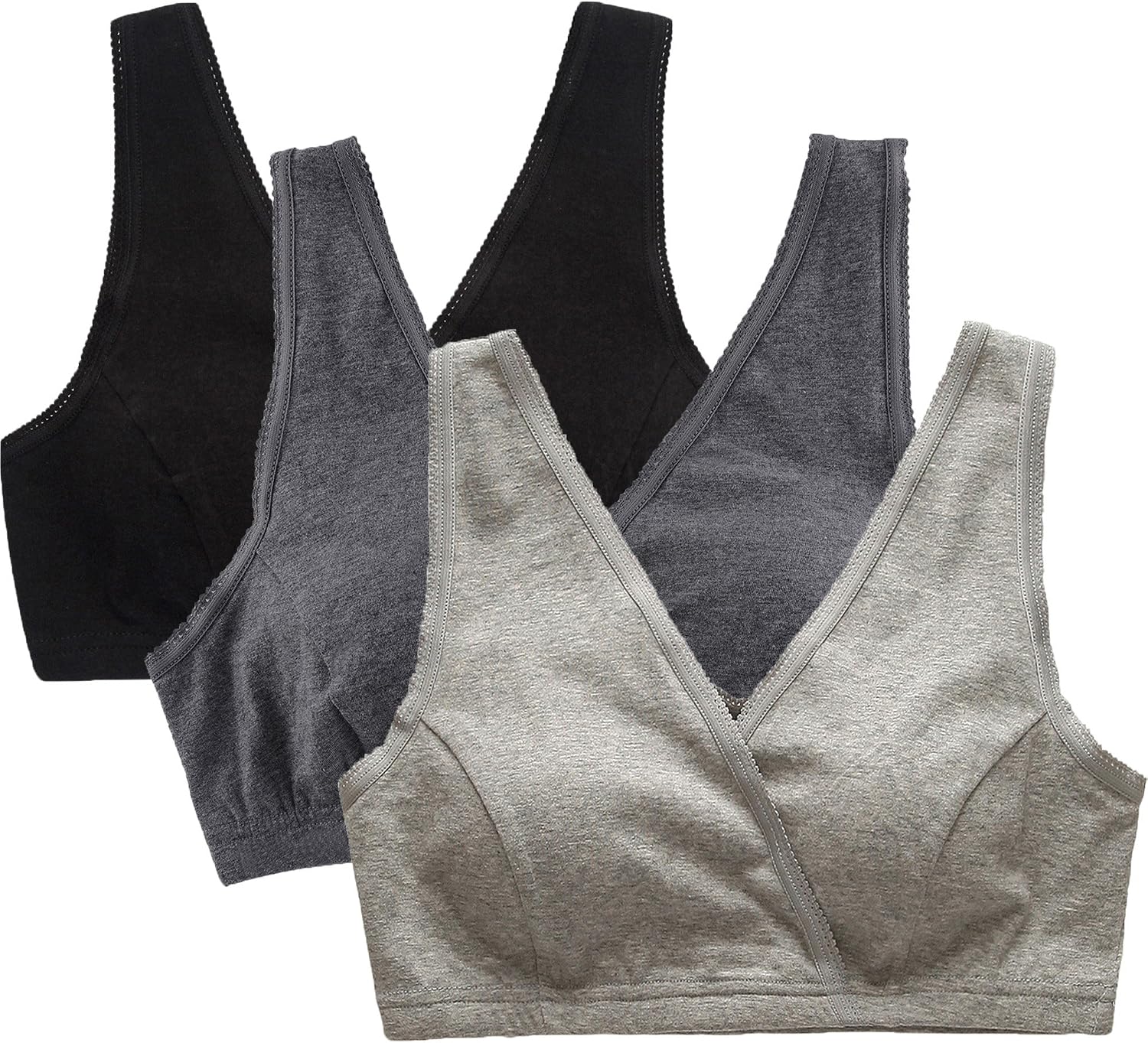 91qdxpgtYgL._AC_SL1500_.jpg 3 Pack Maternity Nursing Sleep Bra Breastfeeding Cotton Bralette - Image 1